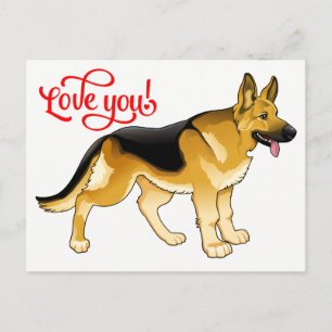 Deutscher Schäferhund Welpe Hund Liebe, Ich denke  Postkarte