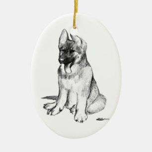 Deutscher Schäferhund-Welpe Keramikornament