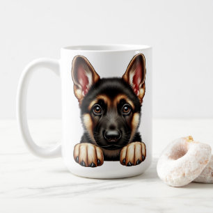 Deutscher Schäferhund-Welpe mit ausdrucksstarken A Kaffeetasse