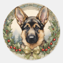 Deutscher Schäferhund-Welpe Vintage-Feiertags-Aufk