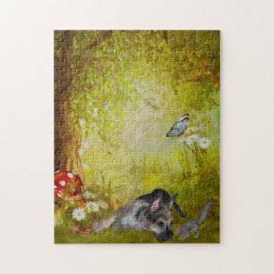 Deutscher Schäferhund Welpenfantasy Hunde Kunst Puzzle