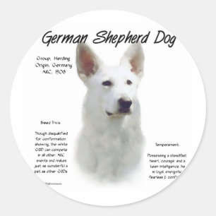 Deutscher Schäferhund (wht) Geschichtsdesign Runder Aufkleber