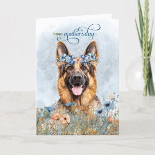 Deutscher Schäferhund Wildblumen Muttertag Feiertagskarte