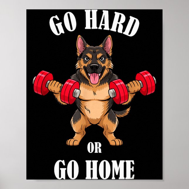 Deutscher Schäferhund Workout Hanteltraining Gewic Poster (Vorne)