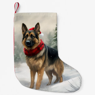 Deutscher Schäferhund zu Weihnachten im Schnee Kleiner Weihnachtsstrumpf