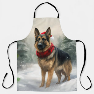 Deutscher Schäferhund zu Weihnachten im Schnee Schürze