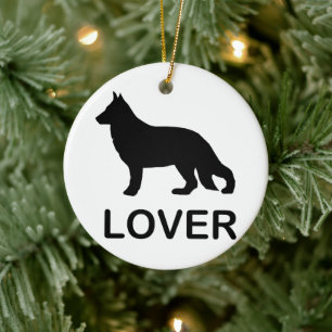Deutscher Schäferhundliebhaber mit Silhouette Keramik Ornament