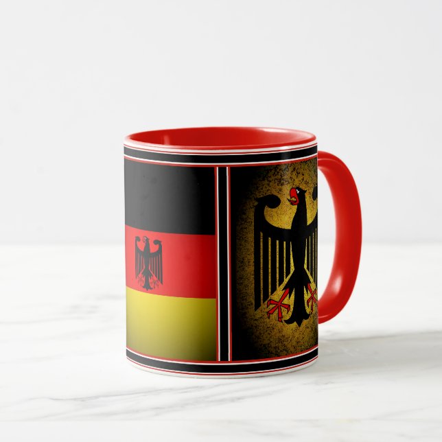 Deutscher, schwarzer Adler deutscher Flagge, Deuts Tasse (VorderseiteRechts)