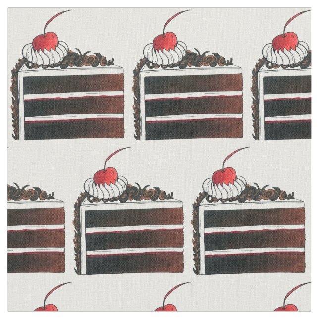 Deutscher Schwarzwaldkuchen Gâteau Slice Dessert Stoff (Nahaufnahme)