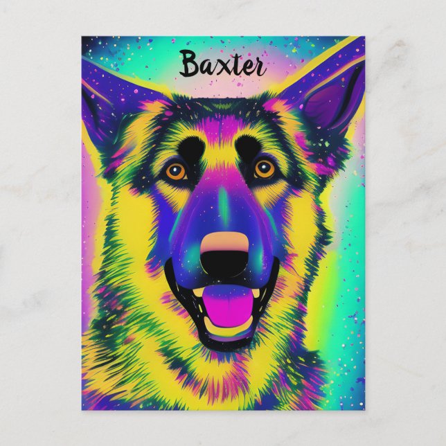 Deutscher Shepard Confetti Pop Art mit optionalem  Postkarte (Vorderseite)