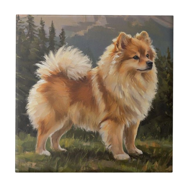 Deutscher Spitz Fliese (Vorderseite)