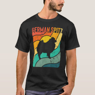 Deutscher Spitz Vintage-Sonnenuntergang Mama Papa T-Shirt
