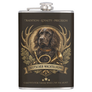 Deutscher Wachtelhund  , Hunting Logo Flachmann