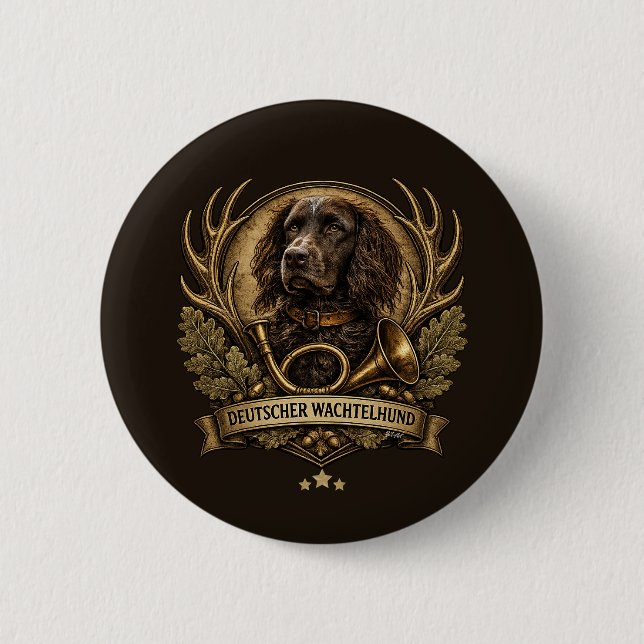 Deutscher Wachtelhund  , Jagd-Logo Button (Vorderseite)