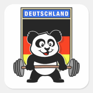 Deutscher Weightlifting-Panda Quadratischer Aufkleber
