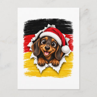 Deutscher Weihnachts-Dackel Einladungspostkarte