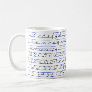 Deutsches Alphabet Diagramm in Kursivschrift Tasse