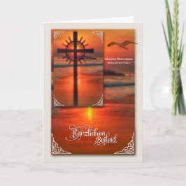 DEUTSCHES Beileid-Kreuz am Sonnenuntergang Karte