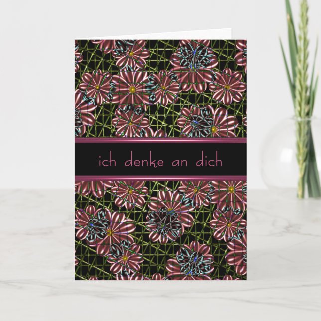Deutsches Denken an Sie Blumen-Karte mit freiem Karte (Vorderseite)