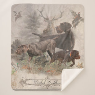 Deutsches Drahthaar-Bindeband Außenkissen Sherpadecke