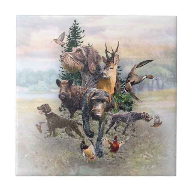 Deutsches Drahthaar Pointer Fliese (Vorderseite)