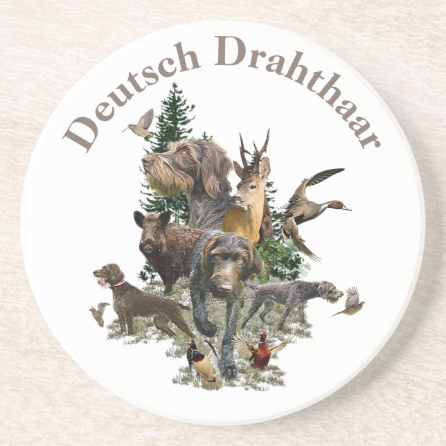 Deutsches Drahthaar Pointer Getränkeuntersetzer (Vorne)