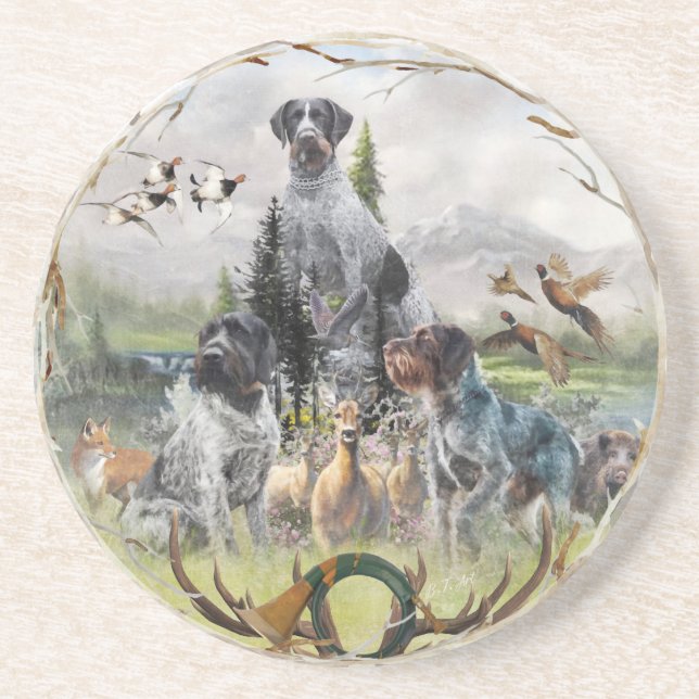 Deutsches Drahthaar Pointer Getränkeuntersetzer (Vorne)