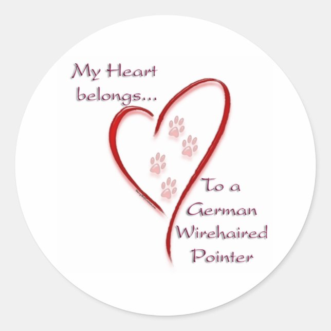 Deutsches Drahthaar Pointer Heart Belongs Runder Aufkleber (Vorderseite)