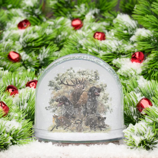 Deutsches Drahthaar Pointer, Jagd Schneekugeln (Weihnachten)