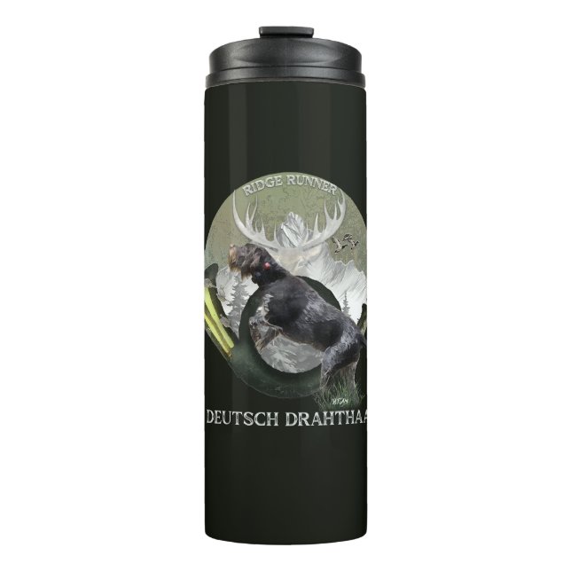 Deutsches Drahthaar Pointer, Jagdlogo Thermosbecher (Vorderseite)