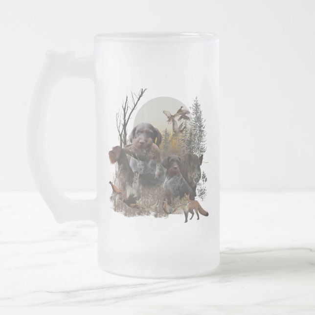 Deutsches Drahthaar Pointer Mattglas Bierglas (Links)