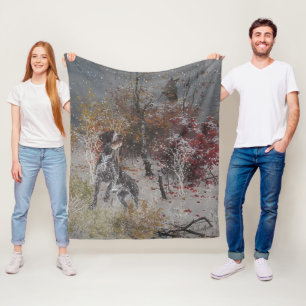 Deutsches Drahthaar Pointer mit Holzschwanz im Win Fleecedecke