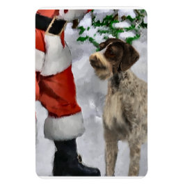 Deutsches Drahthaar Pointer mit Weihnachten Magnet