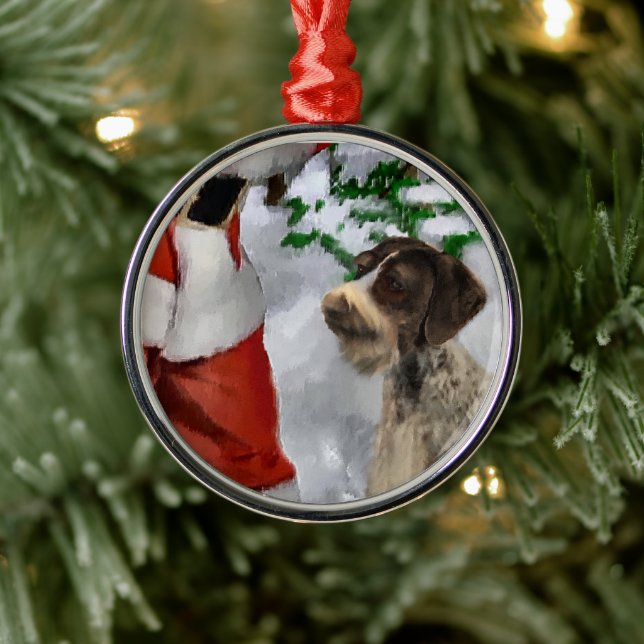 Deutsches Drahthaar Pointer mit Weihnachten Ornament Aus Metall (Baum)