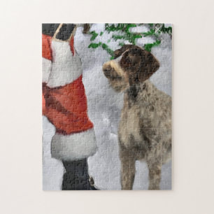 Deutsches Drahthaar Pointer mit Weihnachten Puzzle