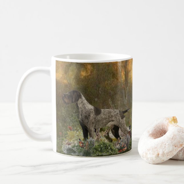 Deutsches Drahthaar Pointer Paperweight Kaffeetasse (Mit Donut)