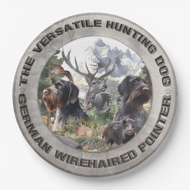 Deutsches Drahthaar Pointer Pappteller (Vorderseite)