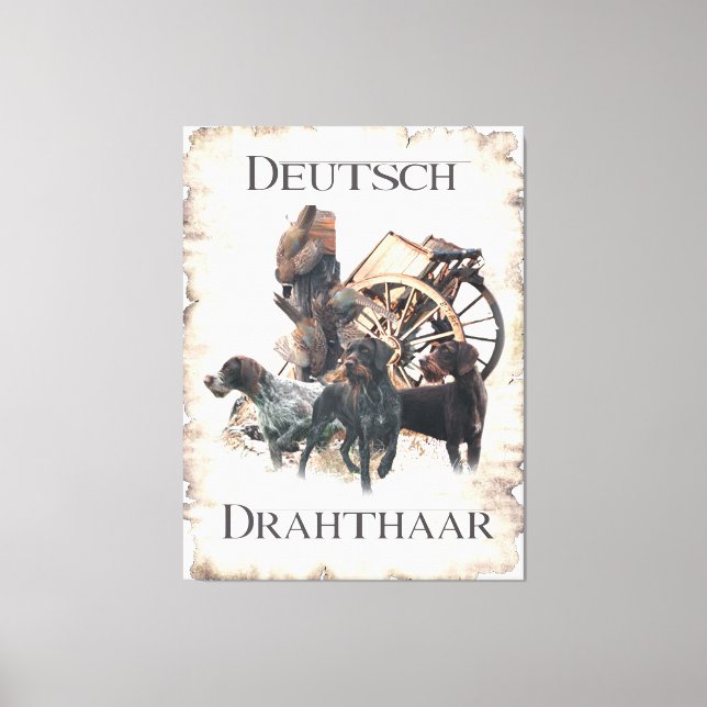Deutsches Drahthaar Pointer Pedestale Schildkröte Leinwanddruck (Vorderseite)