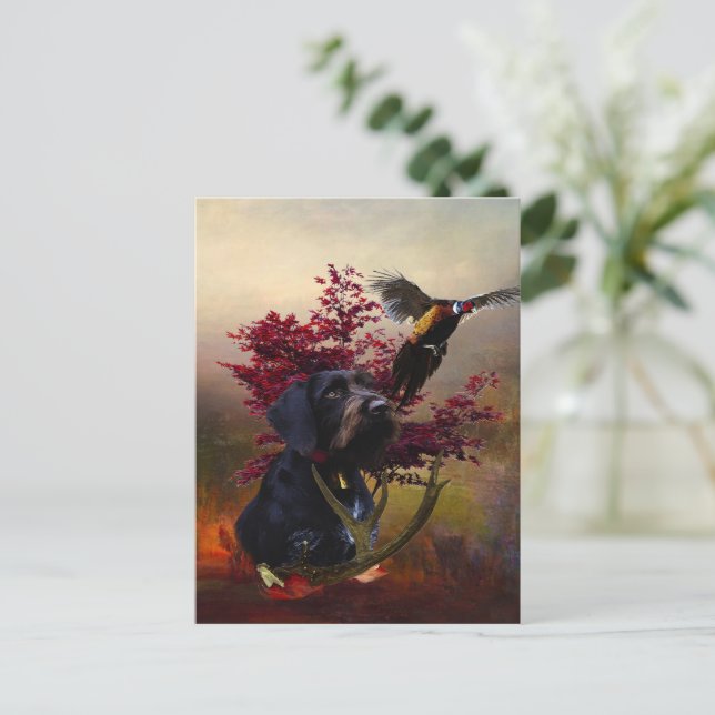 Deutsches Drahthaar Pointer Postkarte (Stehend Vorderseite)