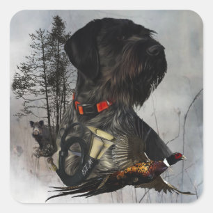 Deutsches Drahthaar Pointer Quadratischer Aufkleber