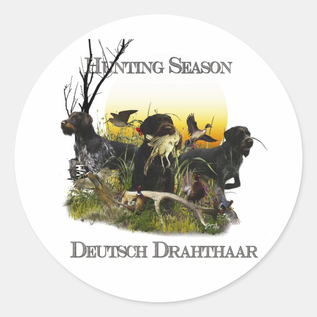 Deutsches Drahthaar Pointer Runder Aufkleber (Vorderseite)