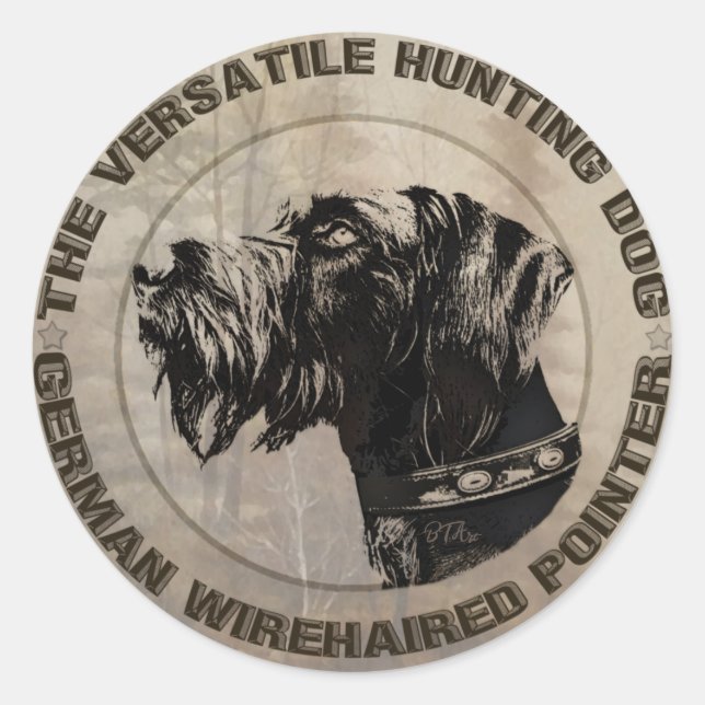 Deutsches Drahthaar Pointer Runder Aufkleber (Vorderseite)