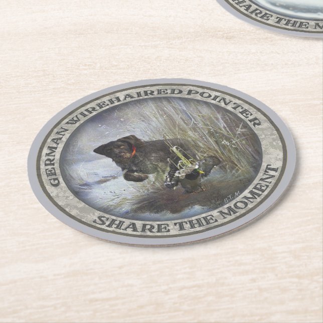 Deutsches Drahthaar Pointer Runder Pappuntersetzer (Angewinkelt)