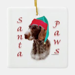 Deutsches Drahthaar Pointer Santa Paws Keramikornament