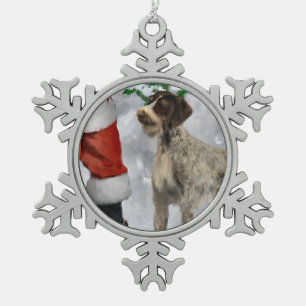 Deutsches Drahthaar Weihnachten Schneeflocken Zinn-Ornament
