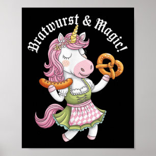 Deutsches Einhorn Drindl Bratwurst Magic Funny Kid Poster