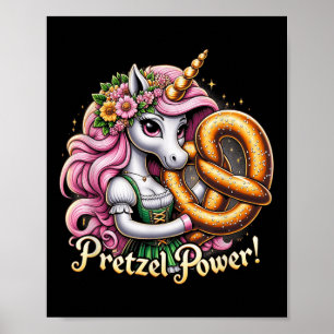 Deutsches Einhorn Drindl Pretzel Power Funny Kids Poster