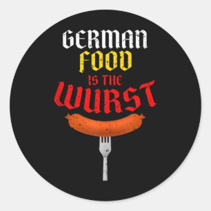 Deutsches Essen ist der Wurst. Funny Easy Costume  Runder Aufkleber