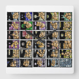 Deutsches Fingeralphabet 3 (2025) Quadratische Wanduhr