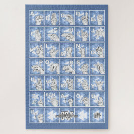 Deutsches Fingeralphabet 4 - blau / Puzzle